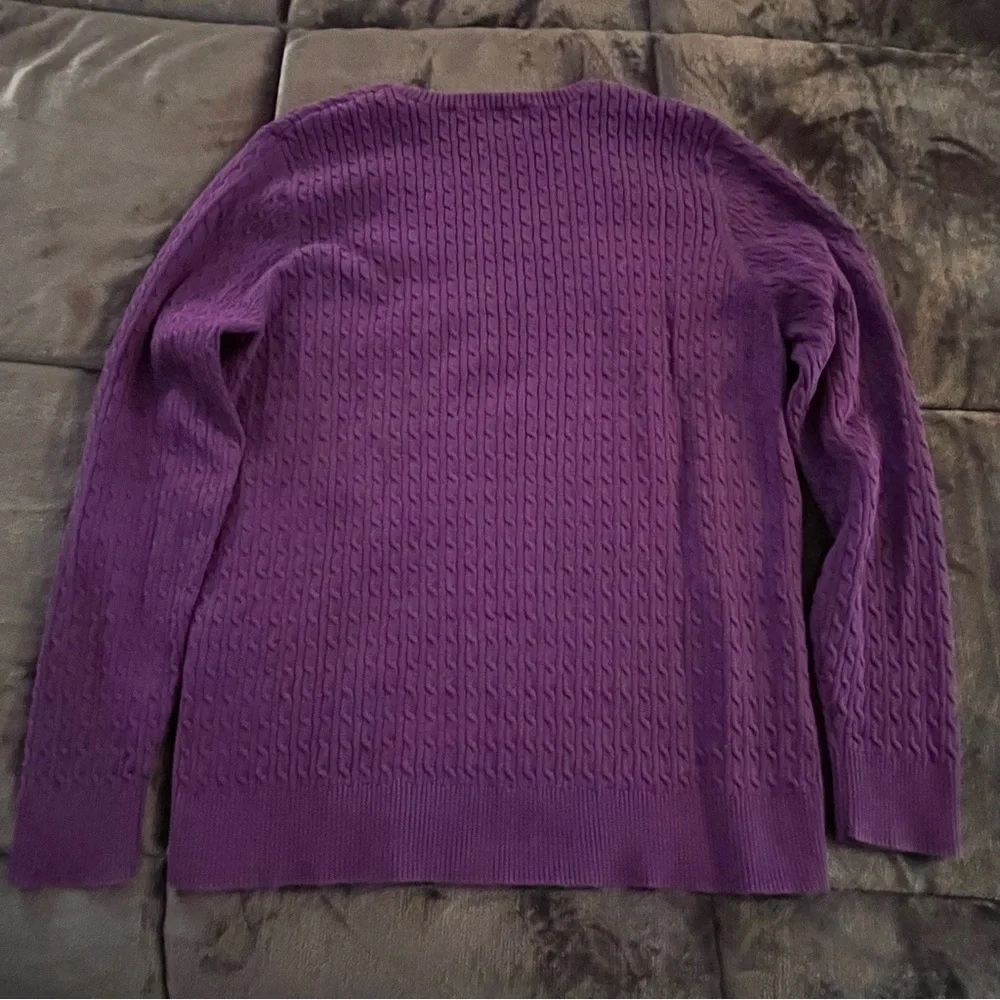 Women’s Lands End Sweater Size XL Purple V Neck - Picture 2 of 5